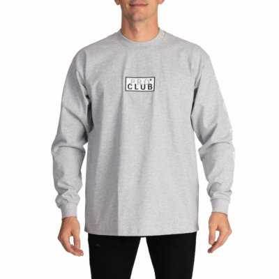 Embroidered Logo Long Sleeve Heavyweight T-Shirt, Heather Gray, Small
