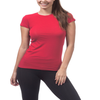 Short Sleeve Crew Neck Tee, Red, Small