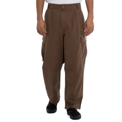 Men&#039;s Heavyweight Twill Pleated Wide Leg Cargo Pant-Dark Earth-Small