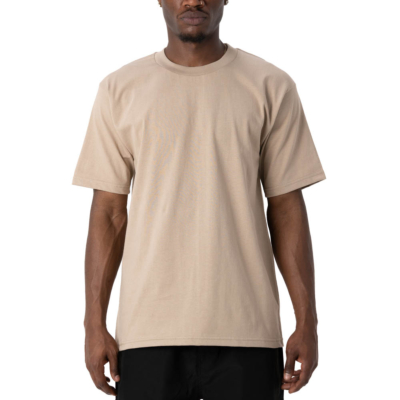 Men&#039;s Heavyweight Cotton Short Sleeve Crew Neck T-Shirt, Khaki, Small