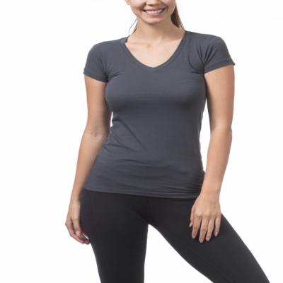 Short Sleeve V-Neck Tee, Graphite, Small