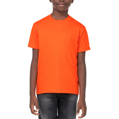 Youth Short Sleeve Crew Neck, Orange Tangerine, X-Small