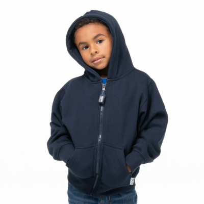 Youth Fleece Full Zip Hoodie, Navy, X-Small