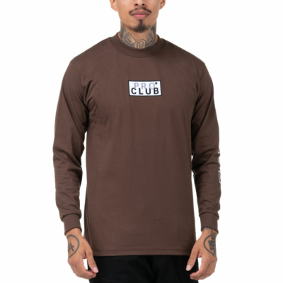 Embroidered Box Logo Long Sleeve Heavyweight T-Shirt-Brown-Small