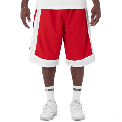 Pro Club Men's Heavyweight Mesh Basketball Shorts, Red / Snow SNOWWHITE