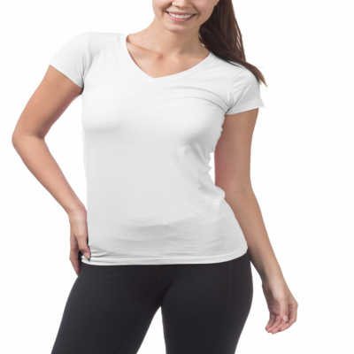 Short Sleeve V-Neck Tee-Small-White
