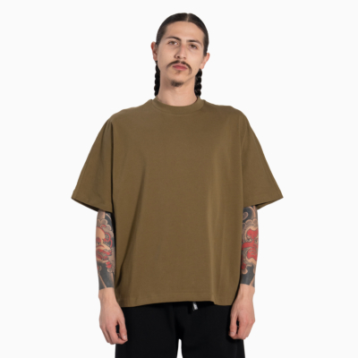 Men&#039;s HEAVY WIDE NO SEAM DOLMAN SLEEVE TEE-Olive-Small