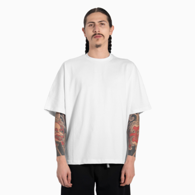Men&#039;s HEAVY WIDE NO SEAM DOLMAN SLEEVE TEE-White-Small