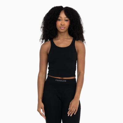 Heavyweight Rib Crop Tank-Black-X-Small 