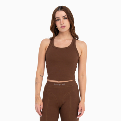 Heavyweight Rib Crop Tank-Choco Brown-X-Small 