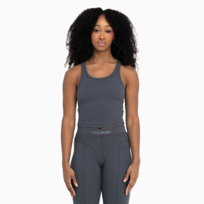 Heavyweight Rib Crop Tank-Graphite-X-Small 