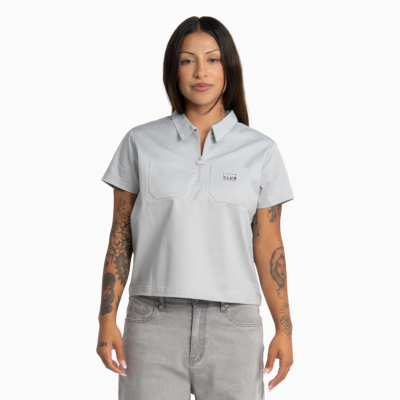 Womens Heavyweight Quarter Zip Work Shirt-Silver-X-Small 