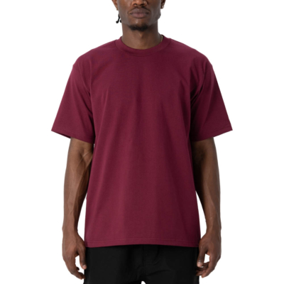 Men&#039;s Heavyweight Cotton Short Sleeve Crew Neck T-Shirt, Maroon, Small