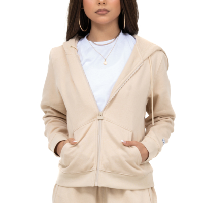 WOMEN'S COMFORT ZIP UP-Sand- X-Small