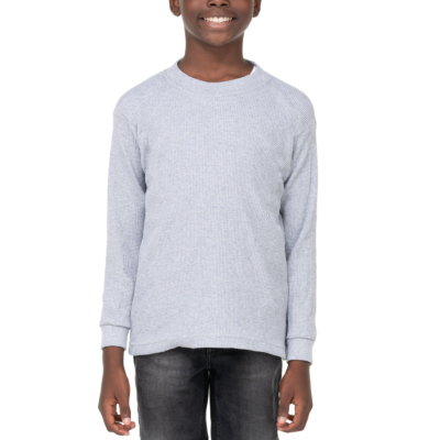 Youth Long Sleeve Thermal Tee, Heather Gray, X-Small