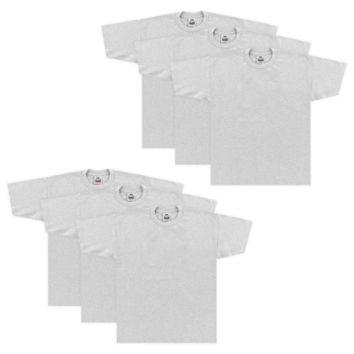 Heavyweight Cotton Short Sleeve Crew Neck T-Shirt 6-Pack-Heather Gray-Small