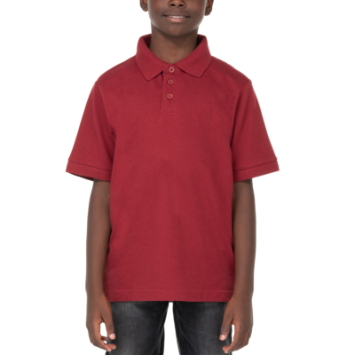 Youth Pique Polo Shirt, Burgundy, X-Small