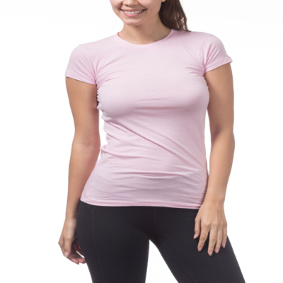 Short Sleeve Crew Neck Tee, Pink, Small