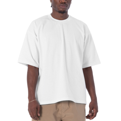 Men&#039;s Heavywide Cotton Short Sleeve Crew Neck T-Shirt-White-Small