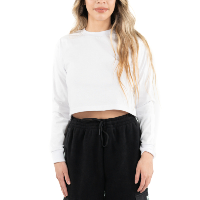 Heavyweight Long Sleeve Crop Top White XS