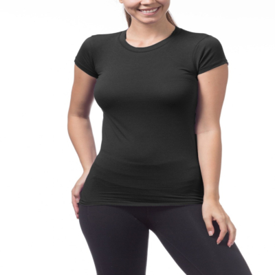 Short Sleeve Crew Neck Tee, Black, Small