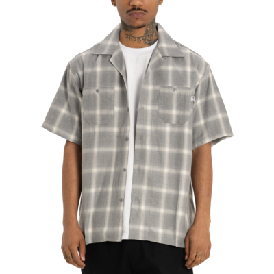 Men&#039;s Comfort Ombre Checker Short Sleeve Shirt-Heather Gray-Small