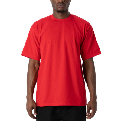 Heavyweight Cotton Short Sleeve Crew Neck T-Shirt 3 Pack-Red-Small