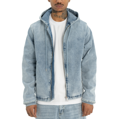 Heavyweight Denim Zip-Up Jacket-Light Stonewash Denim-Small