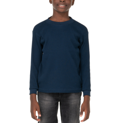 Youth Long Sleeve Thermal Tee, Navy, X-Small