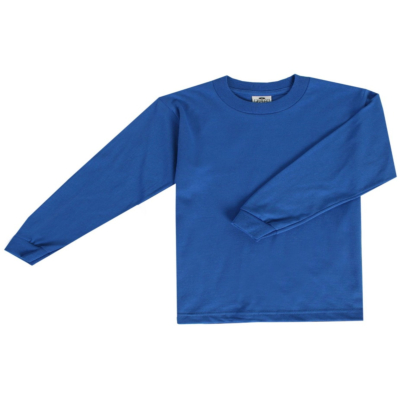 Youth Long Sleeve Crew Neck Tee, Royal Blue, X-Small