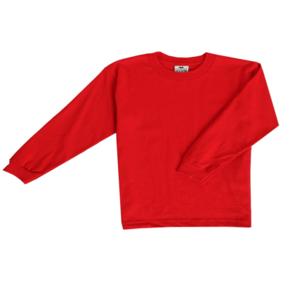 Youth Long Sleeve Crew Neck Tee, Red, X-Small