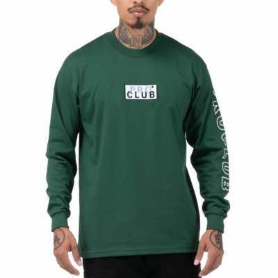 Embroidered Box Logo Long Sleeve Heavyweight T-Shirt-Forest Green-Small