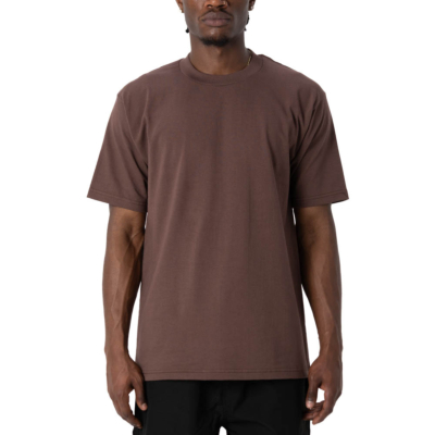 Men&#039;s Heavyweight Cotton Short Sleeve Crew Neck T-Shirt, Brown, Small