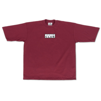 Heavyweight Short Sleeve Embroidered Box Logo Tee, Maroon, Small