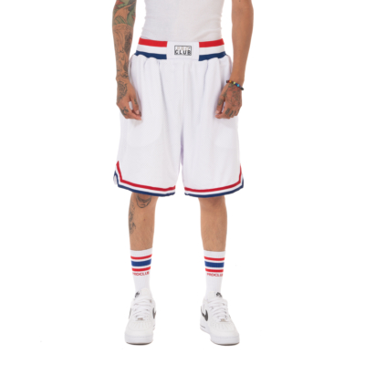 Classic Above the Knee Basketball Short (Retro Fit), White/Red/Blue, Small