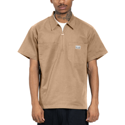 Men&#039;s Heavyweight Half-Zip Work Shirt-Small-Khaki