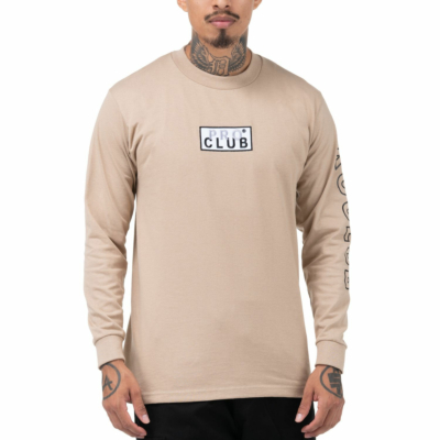 Embroidered Box Logo Long Sleeve Heavyweight T-Shirt-Khaki-Small