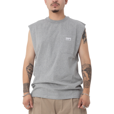 Mens Heavyweight Pocket Muscle Tee-Heather Gray-Small
