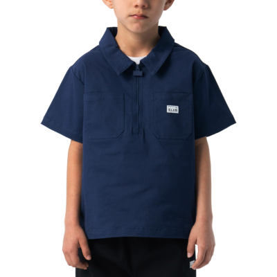 Kid's Half-Zip Work Shirt-Navy-X-Small 