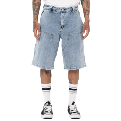 Men&#039;s Heavyweight Double Knee Carpenter Short-Light Stonewash Denim-30&quot;