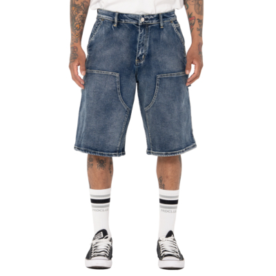 Men&#039;s Heavyweight Double Knee Carpenter Short-Dark Stonewash Denim-30&quot;