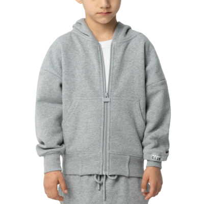 Kid&#039;s Fleece Zip-Up Hoodie-Heather Gray-X-Small 