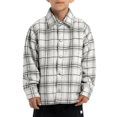 Kid&#039;s Flannel Work Jacket-White Plaid (Work Jacket)-X-Small 