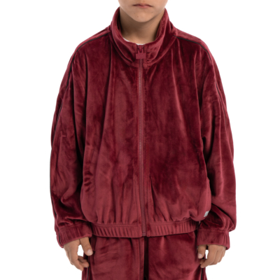 Kid&#039;s Velour Track Jacket-Burgundy-X-Small 