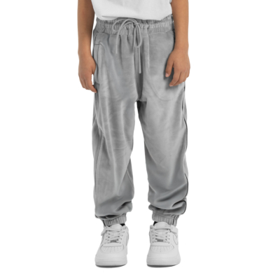 Kid&#039;s Velour Track Pant-Silver-X-Small 