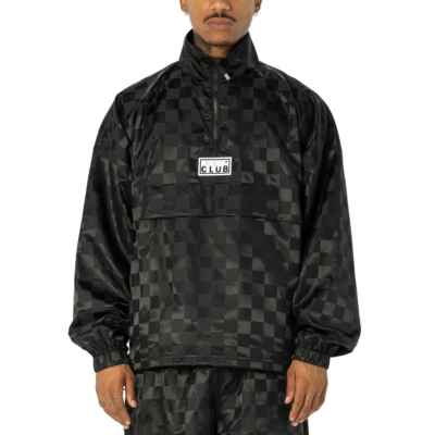 Comfort Satin Checkered Pullover-Black-S