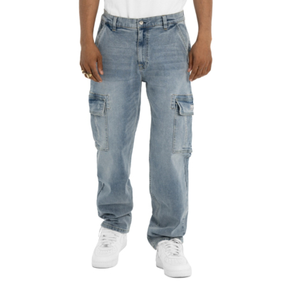 Heavyweight Relaxed Fit Denim Cargo Pant-Light Stone Wash-30
