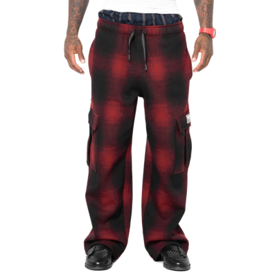 Men&#039;s Ombre Fleece Cargo Sweatpant-Red-Small