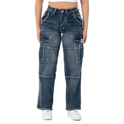 Pro Club Women's Heavyweight Baggy Fit Denim Cargo Pant