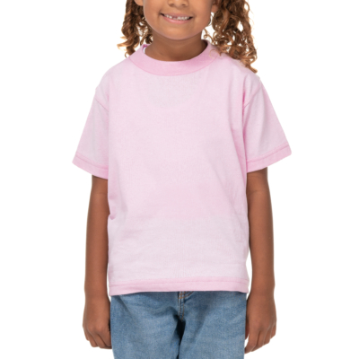 Toddler Short Sleeve Crew Neck Tee, Pink, X-Small